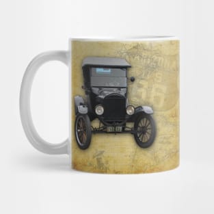 Antique Car on Old Route 66 on and Map Mug